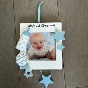 NWT Baby's 1st Christmas Blue Ornament Frame